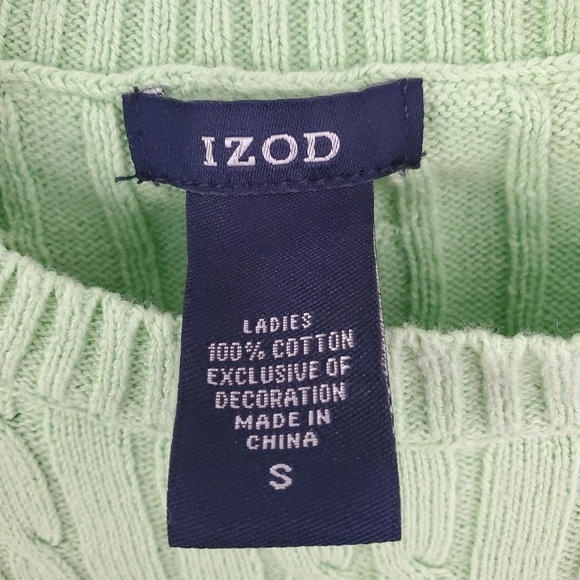 ❌️SOLD❌️ IZOD Green Cableknit Crewneck Sweater, Small - Picture 4 of 6